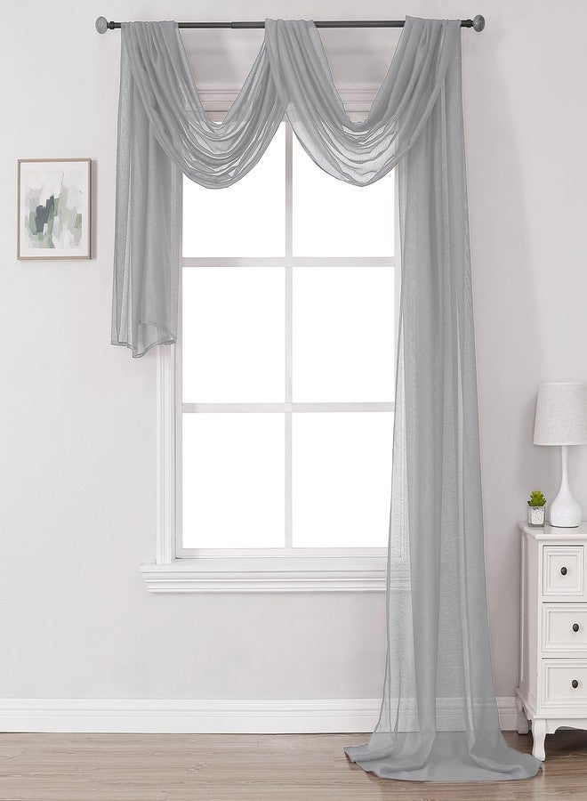 DONREN Grey Window Scarf for Background - Luxury Soft Sheer Scarf Add to Window Curtains for Enhanced Effect (34 by 216 Inch,1 Pack) - Image 1